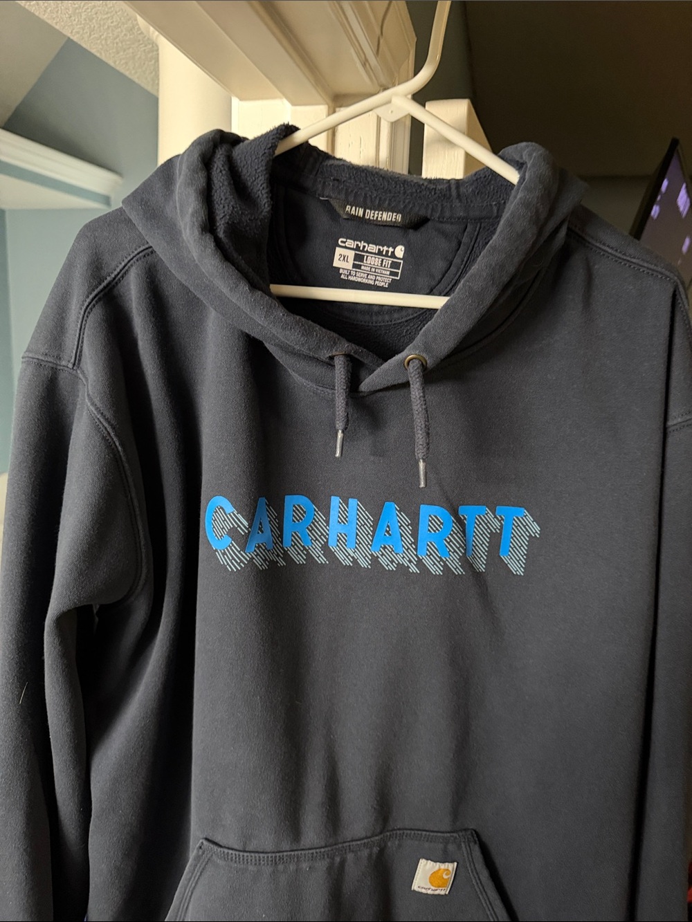 Carhartt Navy Blue Hoodie with Blue Logo